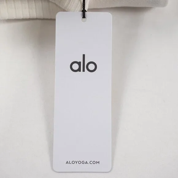 Alo Yoga Cropped Serenity Coverup And Serenity Wide Leg Sweatpant Set In Ivory - Picture 9 of 9